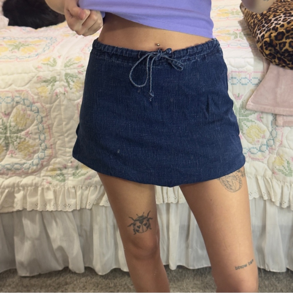 Y2K Dark Blue Denim Mini Skirt